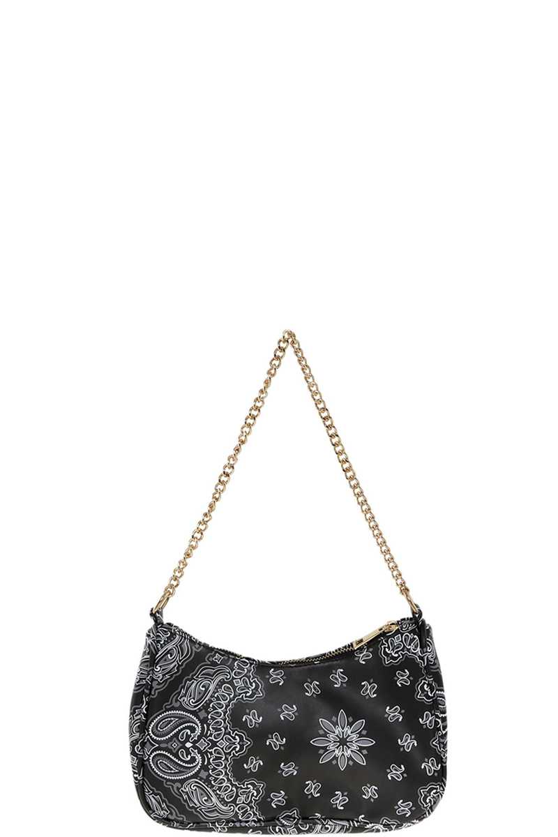 Paisley Bandana U Shape 2way Mini Shoulder Bag Black