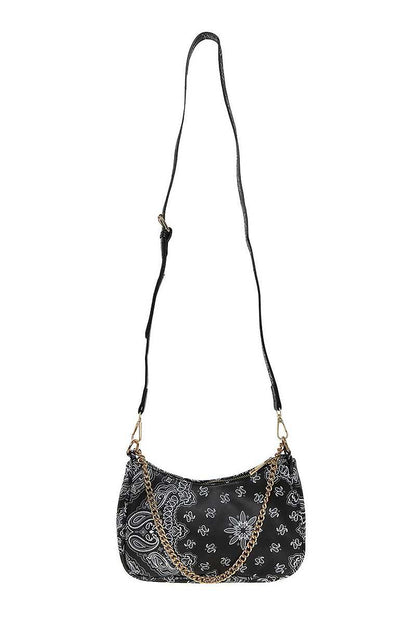 Paisley Bandana U Shape 2way Mini Shoulder Bag Blue