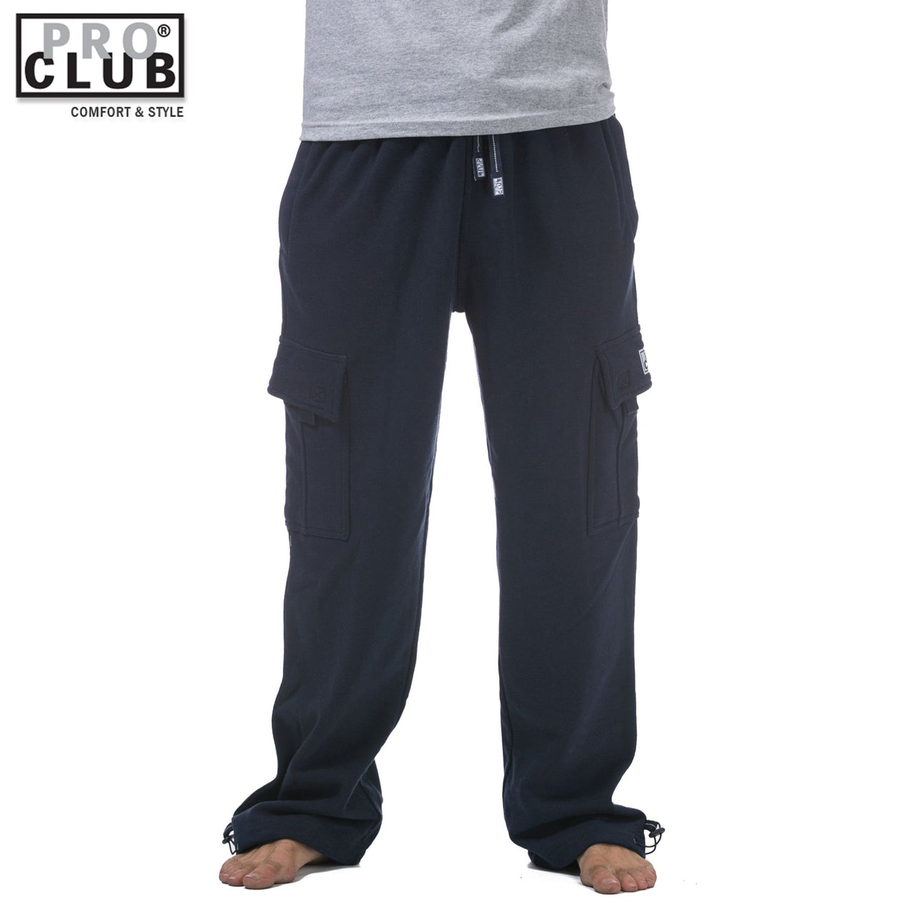Pro Club Men's Heavyweight Fleece Cargo Sweatpants Navy Blue