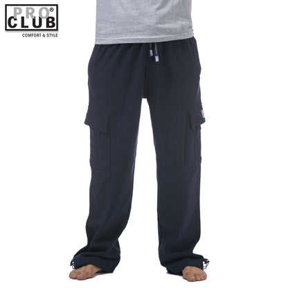 Pro Club Men's Heavyweight Fleece Cargo Sweatpants Navy Blue