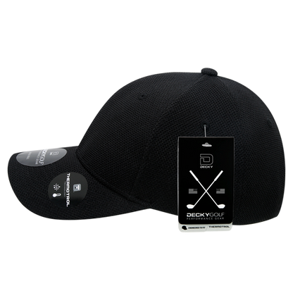 Golf Pique Pattern Adjustable Low Crown Structured Caps Black