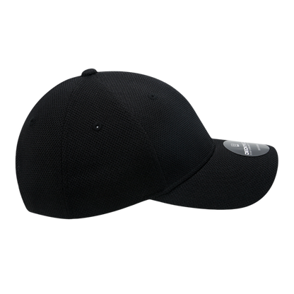Golf Pique Pattern Adjustable Low Crown Structured Caps Black