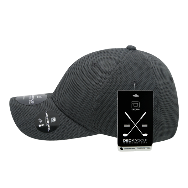 Golf Pique Pattern Adjustable Low Crown Structured Caps Charcoal Grey