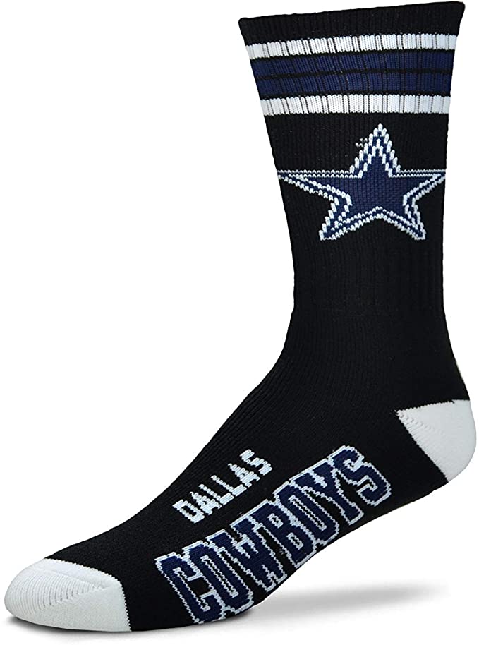 FBF 4 Stripe Deuce Crew Socks Dallas Cowboys Large(10-13)