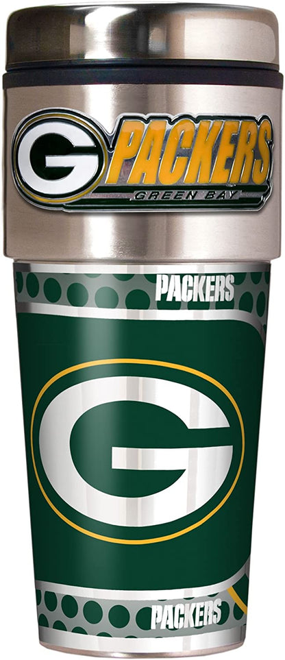 Green Bay Packers Metallic Travel Tumbler Stainless Steel 16oz