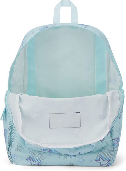 JanSport Cross Town, Sparkle Stars, One Size Blue School Backpack