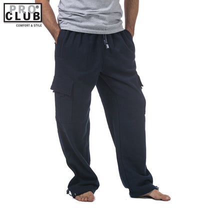 Pro Club Men's Heavyweight Fleece Cargo Sweatpants Navy Blue