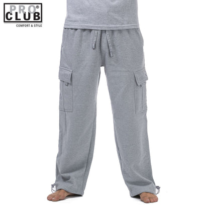Pro Club Men's Heavyweight Fleece Cargo Sweatpants Heather Gray