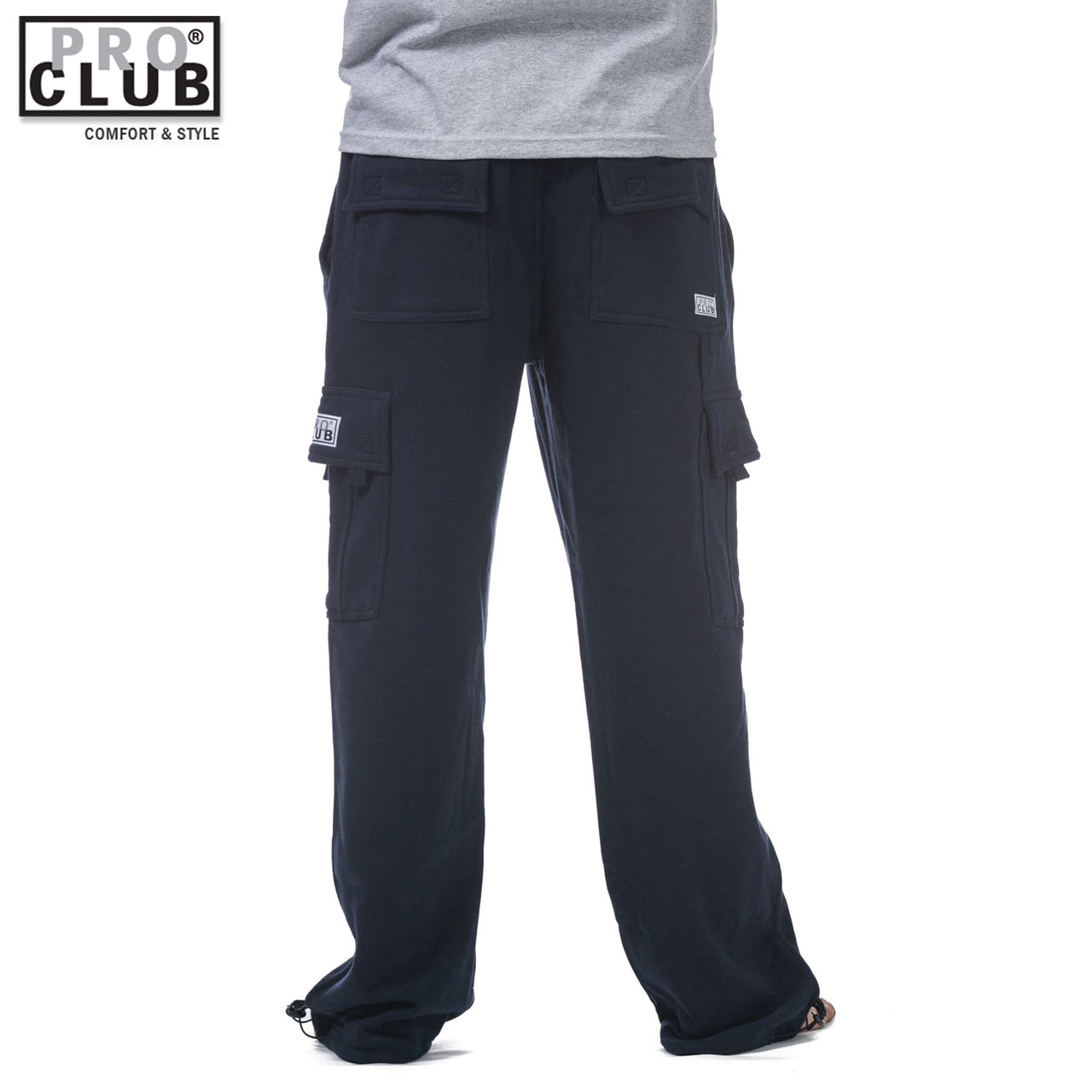 Pro Club Men's Heavyweight Fleece Cargo Sweatpants Navy Blue