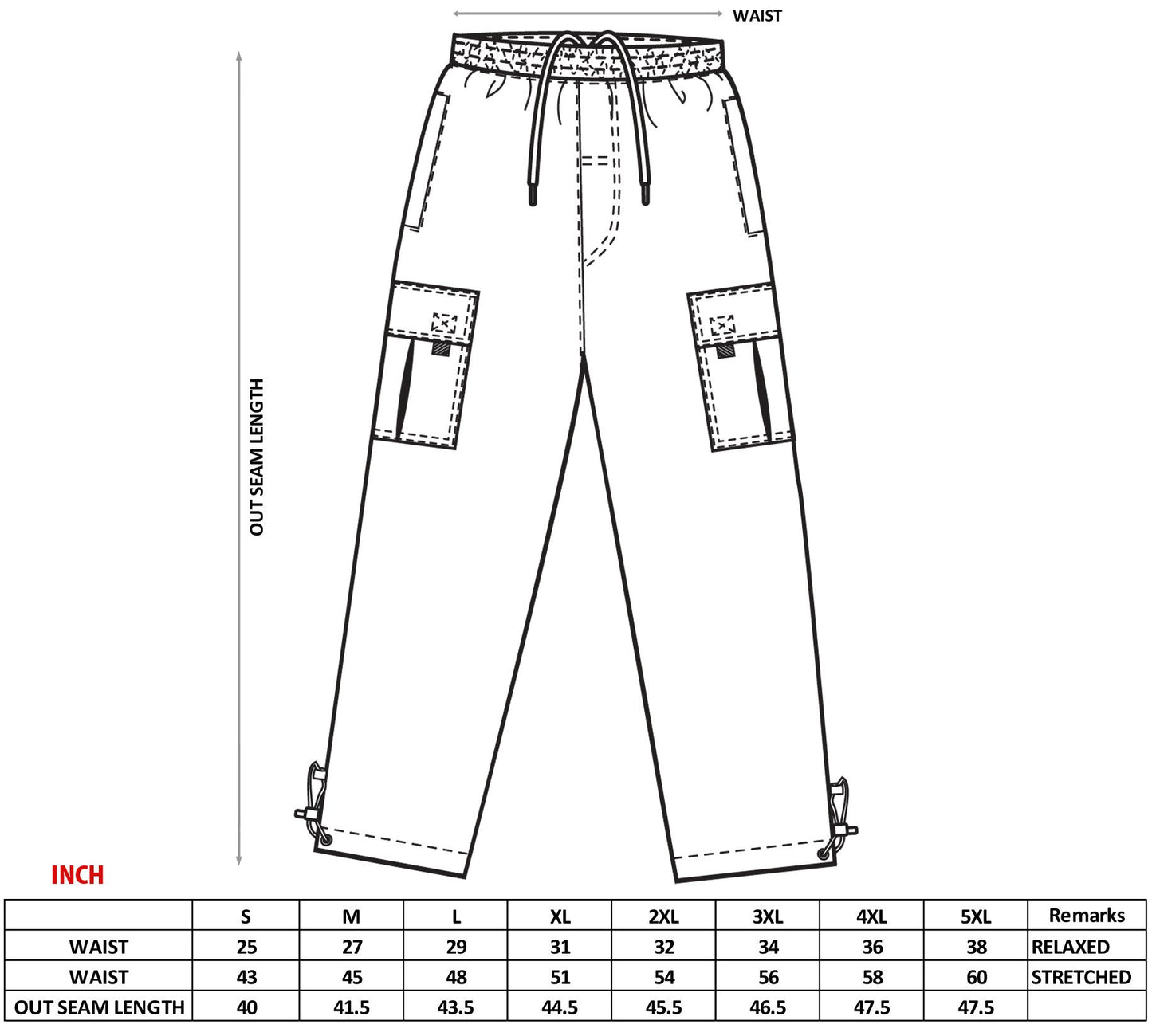 PRO 5 Men's Heavy Weight Fleece Cargo Pants Gym Work Pants Black