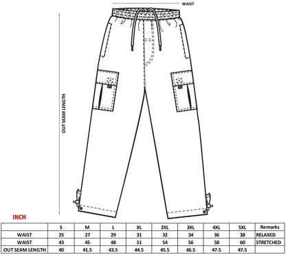 PRO 5 Men's Heavy Weight Fleece Cargo Pants Gym Work Pants Black