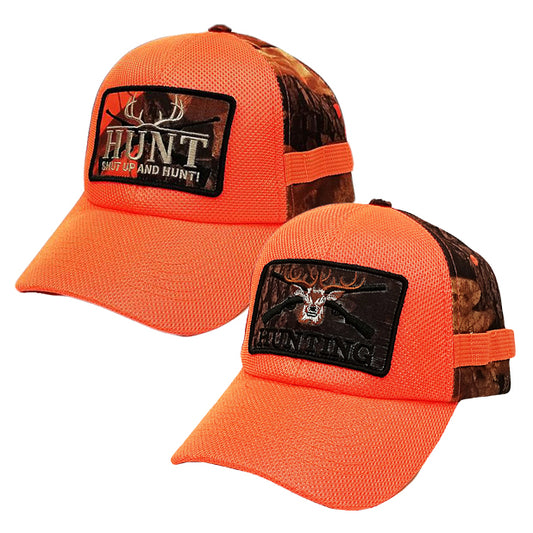 Men's Outdoor Hunting Patch Camouflage Adjustable Cap Dad Hat - Orange Camo