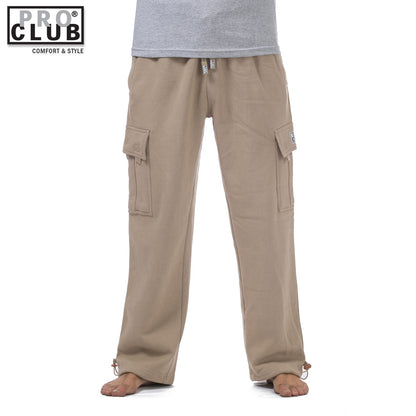 Pro Club Men's Heavyweight Fleece Cargo Sweatpants Khaki