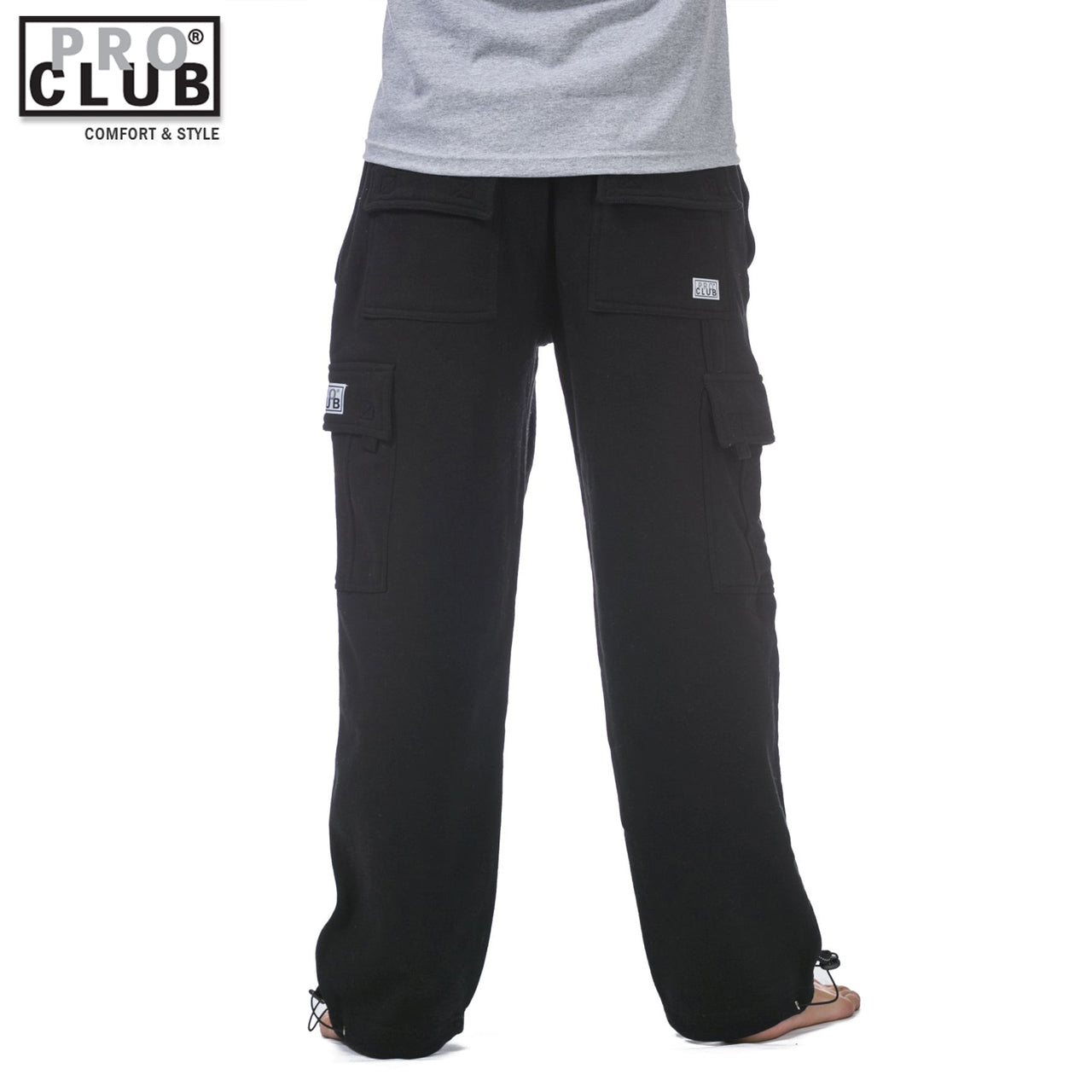 Pro Club Men's Heavyweight Fleece Cargo Sweatpants Black
