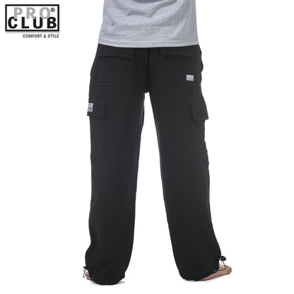 Pro Club Men's Heavyweight Fleece Cargo Sweatpants Black